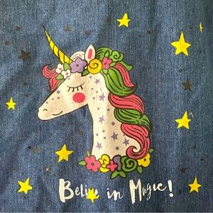 Girls Jean jacket with unicorn printed on the back